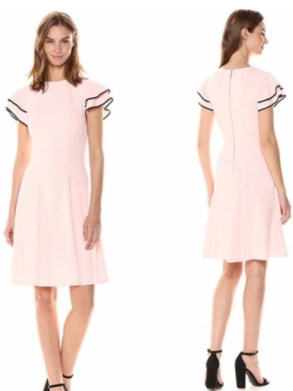 Tommy Hilfiger Blush Pink Flutter Sleeve with Contrast Trim Dress Size 6